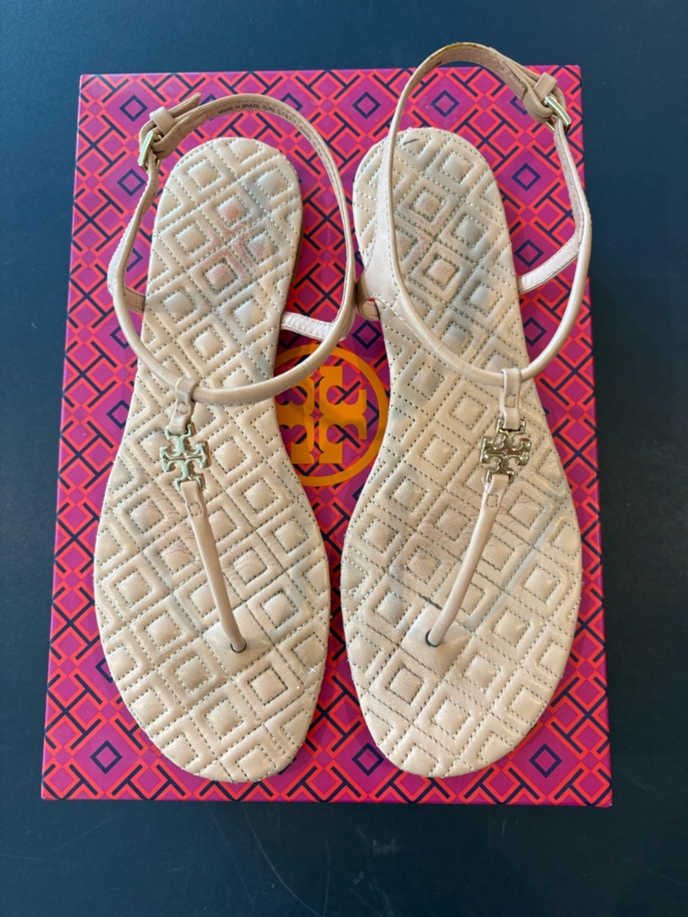 Tory Burch Marion Quilted Sandal, Clay Pink, Size 8, Vegan Leather